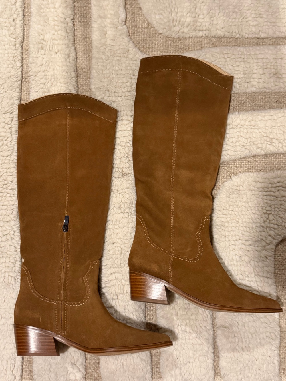 Nine West Brown Suede Knee-High Western Boots